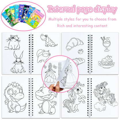 "8 Major Theme Creative Coloring Book Set: Children's Painting Book with Ocean Theme Comes with a painting color card.