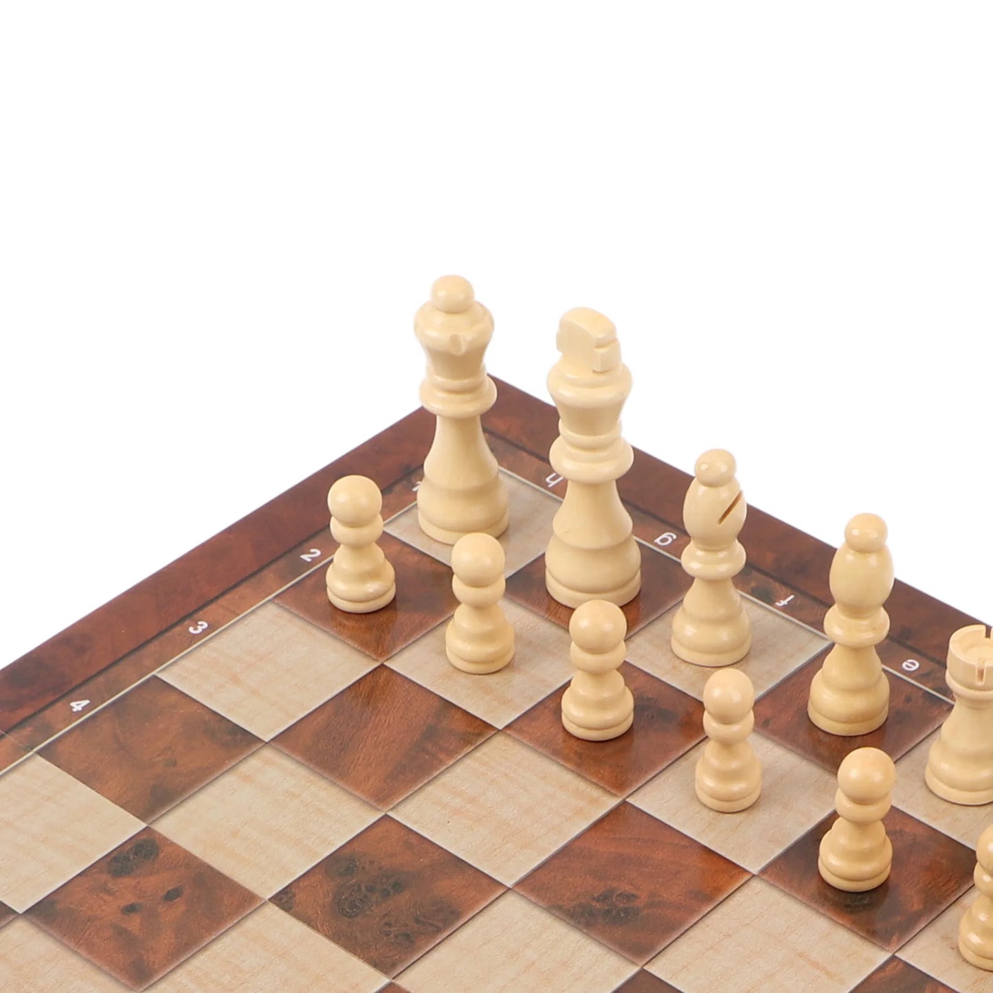 3 in 1 Wooden Chess Checkers Set Portable Chess Checkers Game Set with Wooden Folding Board for Kids Adults Chess Checkers Set