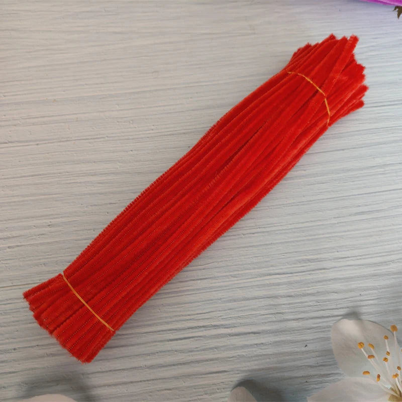 100pcs 30cm Twist Wire Chenille Stems Pipe Cleaners Kid Plush Stick Strips Educational Toys Handmade Material DIY Craft Supplies