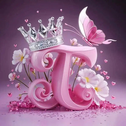 Huacan New Arrivals Diamond Painting Crown Letters  Full Drill Mosaic Butterfly Alphabet Art Wall Decor For Home Craft Kit