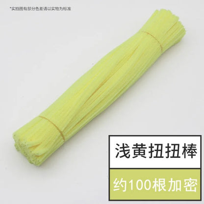 100pcs Chenille Stems Toy DIY Strips Twist Bar Anvil Wire Craft Pipe Creative Hobby Children Plush Stick Pipe Cleaners DIY Craft
