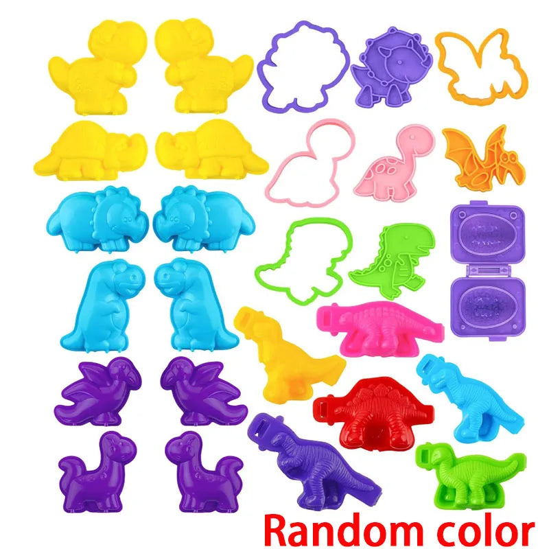 Cartoon Dinosaur Play Dough Mold Plasticine Toys Accessories for Kids Toddlers 3D Plastic Shapes Cutters Clay Playdough Tools