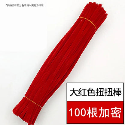 100pcs Chenille Stems Toy DIY Strips Twist Bar Anvil Wire Craft Pipe Creative Hobby Children Plush Stick Pipe Cleaners DIY Craft