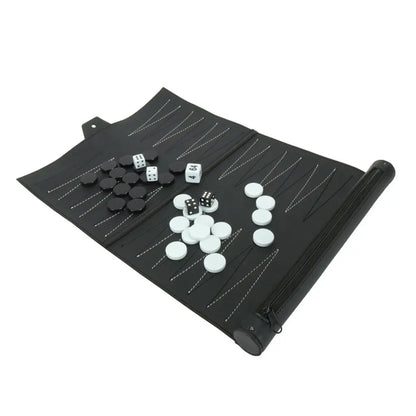 Classic Portable Recreational PU Leather Roll-Up Backgammon Board Game Toys