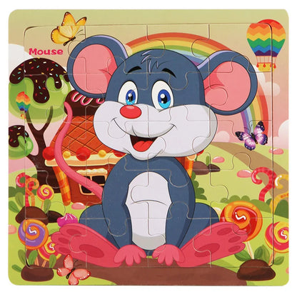 New 20 Piece Wooden 3d Puzzle Cartoon Animal Vehicle Jigsaw Puzzle Montessori Educational Toys For Kids Baby 1 2 3 Years