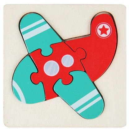High Quality 3D Wooden Puzzle Baby Cartoon Animal Traffic Jigsaw Early Learning Cognition Game Puzzle Toys for Children