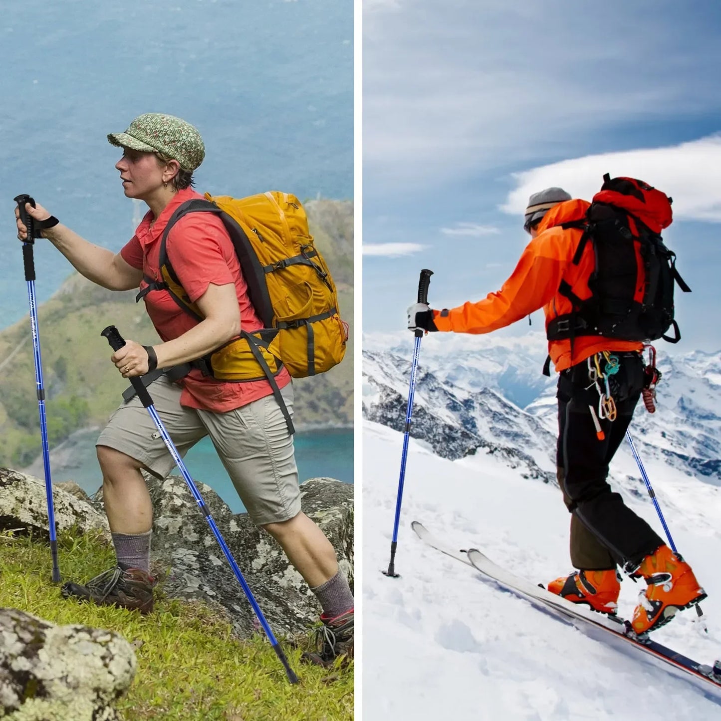 Ultralight 3-Section Trekking Poles Adjustable Aluminum Alloy Nordic Walking Sticks Telescopic Non-Slip for Men And Women Hiking