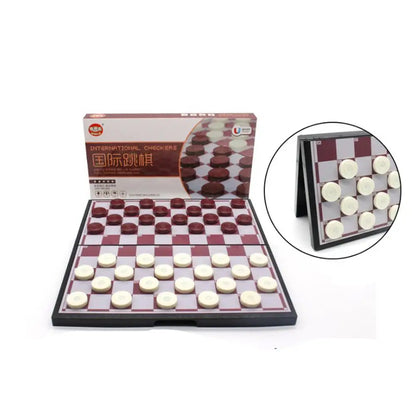 Foldable Premium Plastic Checkers Board Game Set With Smooth Non Toxic Pieces For Adults Family Friends Chinese