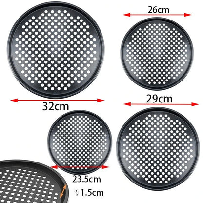 Nonstick Carbon Steel Pizza Pan Round Pizza Baking Tray with Holes for Crispy & Bubbly Home Restaurant Kitchen Baking Tools