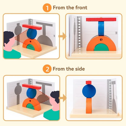 Wooden Building Blocks with 3D Stereo Projection space shadow matching puzzle and early education assembly toys