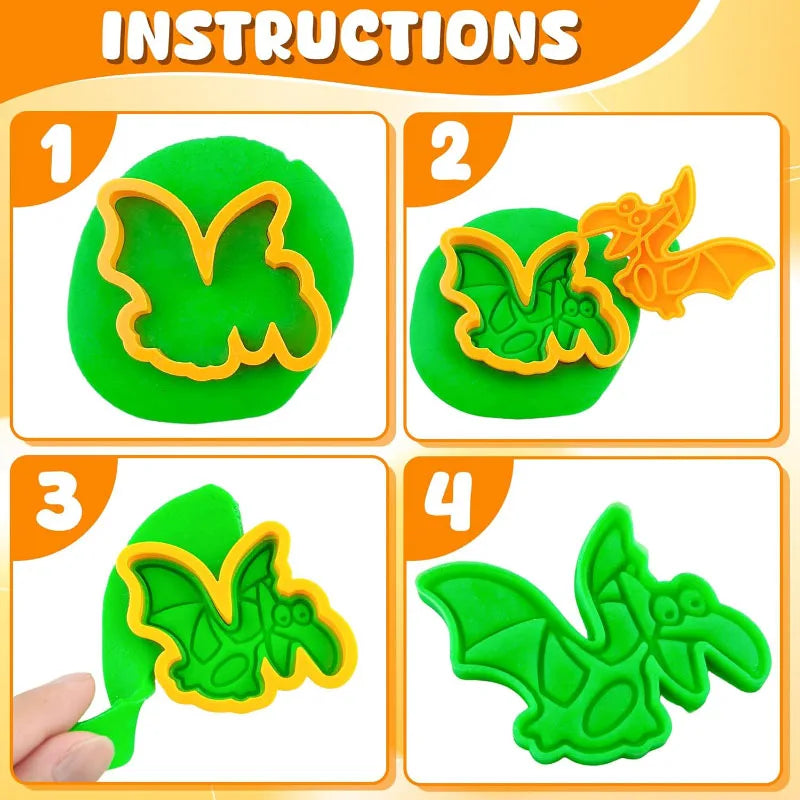 Cartoon Dinosaur Play Dough Mold Plasticine Toys Accessories for Kids Toddlers 3D Plastic Shapes Cutters Clay Playdough Tools