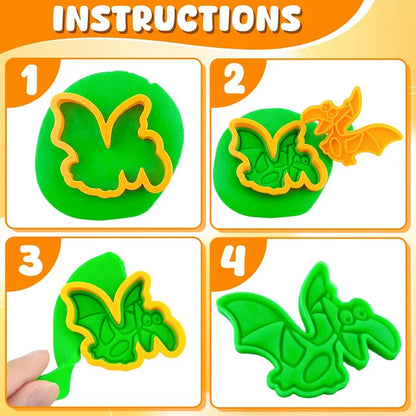 Cartoon Dinosaur Play Dough Mold Plasticine Toys Accessories for Kids Toddlers 3D Plastic Shapes Cutters Clay Playdough Tools