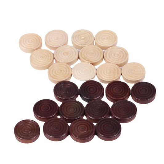 24Pcs/set Wooden Chips Round Checkers Pieces For Backgammon Chess Game Accessories