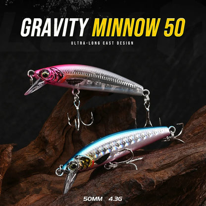 BLUX Gravity Minnow 50mm Long Cast Heavy Shrink Fishing Lure 4.3g Wobbler for Freshwater Saltwater Bass Pike Hard Plastic Bait