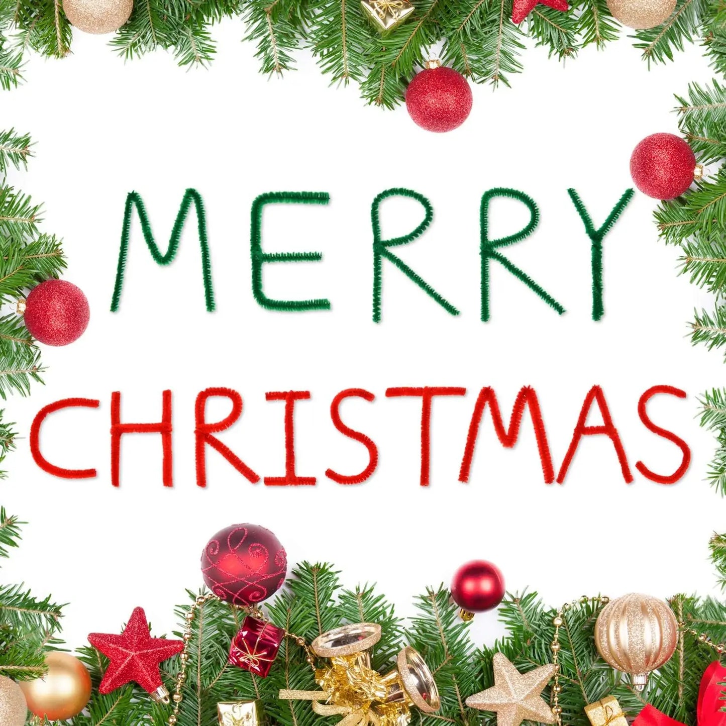 200 Pieces Pipe Cleaners Chenille Stems for Christmas Supplies Decorations, 11.81 Inches by 6 mm, Red and Green