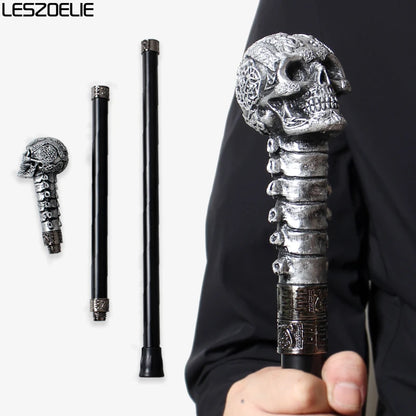 Silver Black Resin Skull Head Walking Stick Fashion Decorative Religious Women's Halloween Cosplay Canes Man's Walking Sticks
