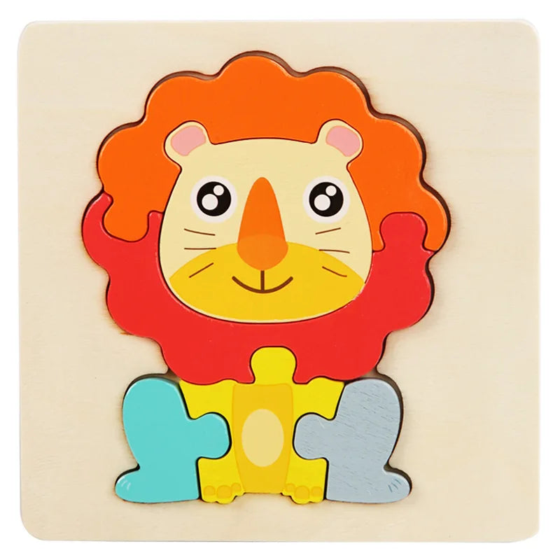 High Quality 3D Wooden Puzzle Baby Cartoon Animal Traffic Jigsaw Early Learning Cognition Game Puzzle Toys for Children