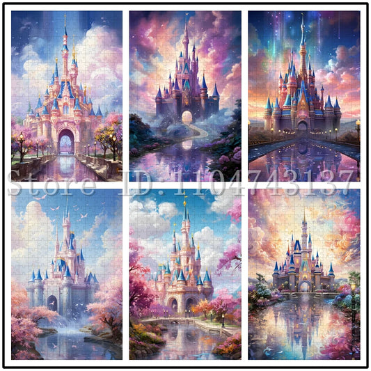 108/300/500/1000 Pieces Disney Castle Jigsaw Puzzles for Adults Stress Relief Toys Disnyland Scenery Puzzles Home Decor Artwork