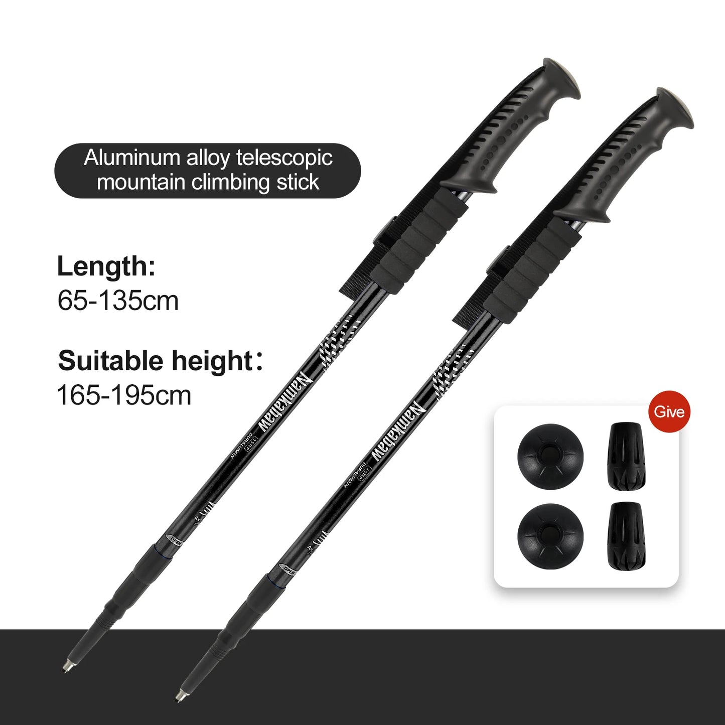 Ultralight 3-Section Trekking Poles Adjustable Aluminum Alloy Nordic Walking Sticks Telescopic Non-Slip for Men And Women Hiking