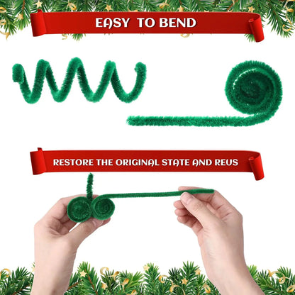 200 Pieces Pipe Cleaners Chenille Stems for Christmas Supplies Decorations, 11.81 Inches by 6 mm, Red and Green