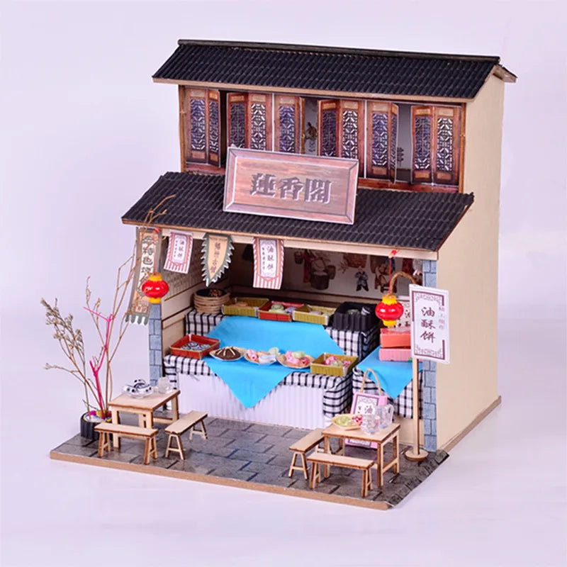Japanese-Style DIY Miniature House – Wooden Hand-Assembled Loft Model, Complete DIY Mini House Craft Kit, Creative Birthday Gif