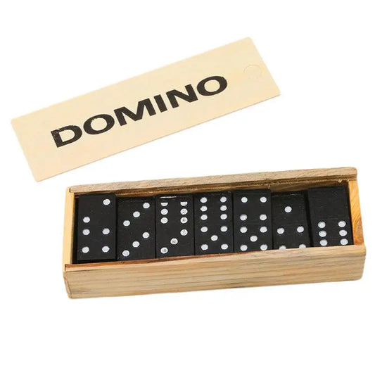 Wooden Domino Board Games Travel Funny Table Game Domino Toys Teaching Aids Double 6 Dominoes Set Puzzle Card Black Dominoes