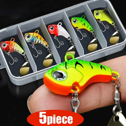 5piece fishing lure kit Metal VIB Artificial Bait Sinking Spinner Spoon Fishing Lures Jigs Fishing Tackle