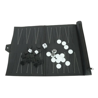 Travel Recreational Roll-Up Tournament Backgammon Board Game for Adults Kids Board Game Family Roll-Up Backgammon Toys