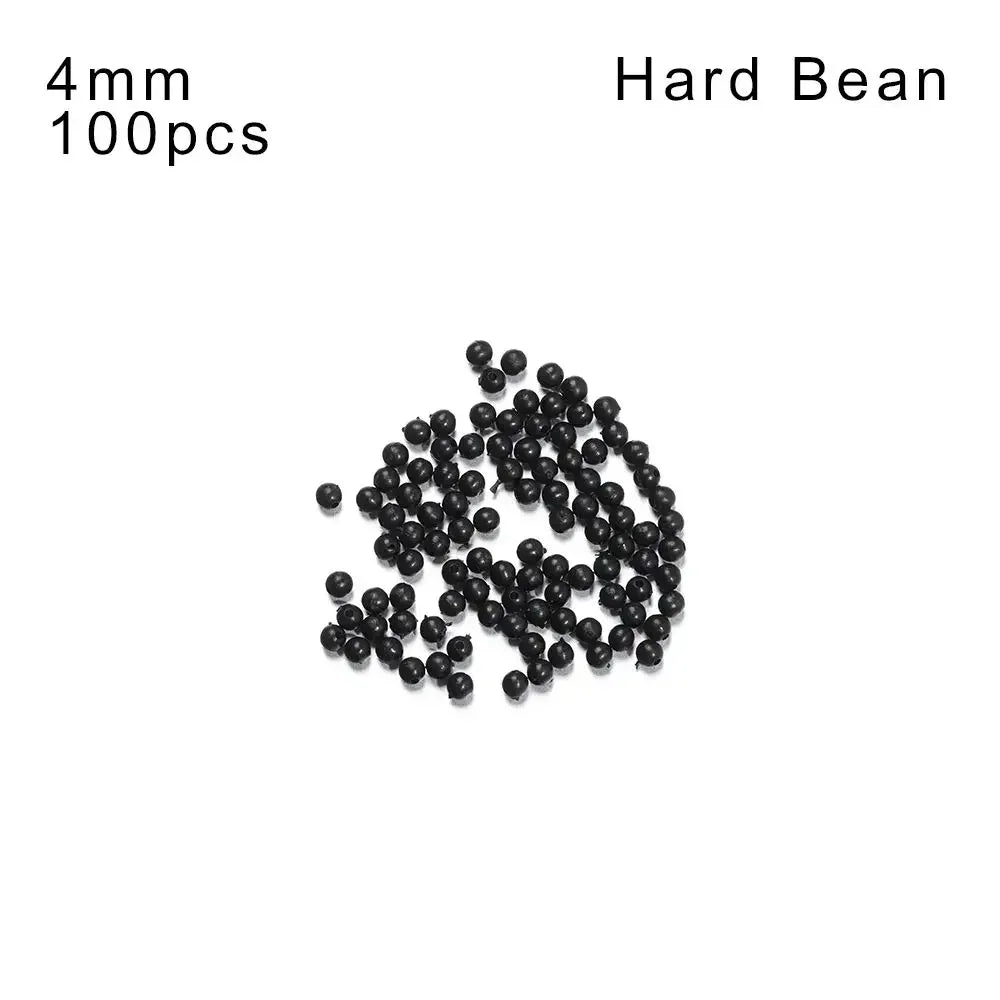 100pcs Fishing Beads Space Stopper Black 3mm-12mm Round Soft and hard beans Fishing Lures bait Hook Rig Accessories