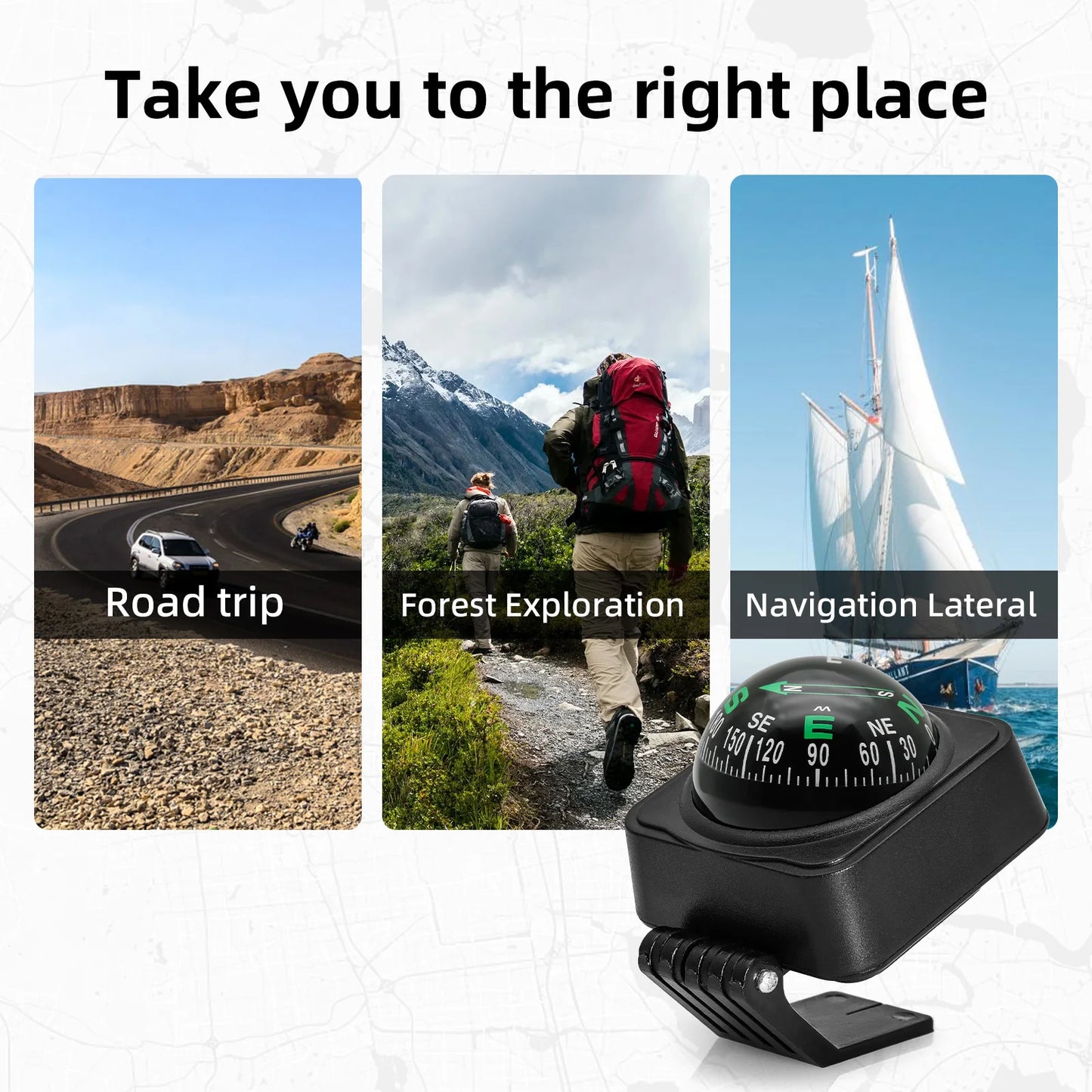 New Outdoor Navigation Dashboard Car Compass for Auto Car Boat Cycling Hiking Direction Pointing Guide Ball Shaped Compass