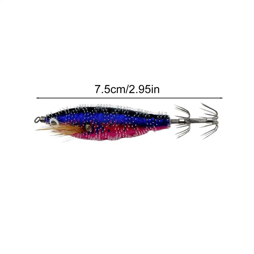 Squid Jigs Saltwater 3D Fishing Lure Hooks Glow in the Dark Animated Lure Squid Lures Shrimp Bait Deep Sea Night Fishing Lures