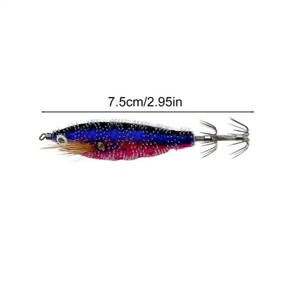 Squid Jigs Saltwater 3D Fishing Lure Hooks Glow in the Dark Animated Lure Squid Lures Shrimp Bait Deep Sea Night Fishing Lures