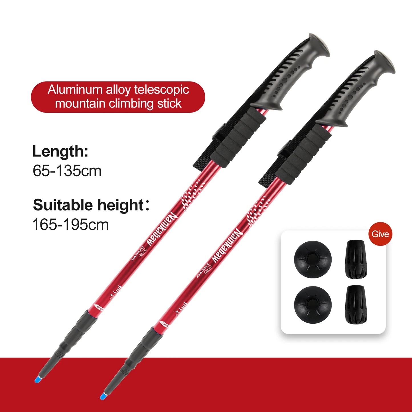 Ultralight 3-Section Trekking Poles Adjustable Aluminum Alloy Nordic Walking Sticks Telescopic Non-Slip for Men And Women Hiking