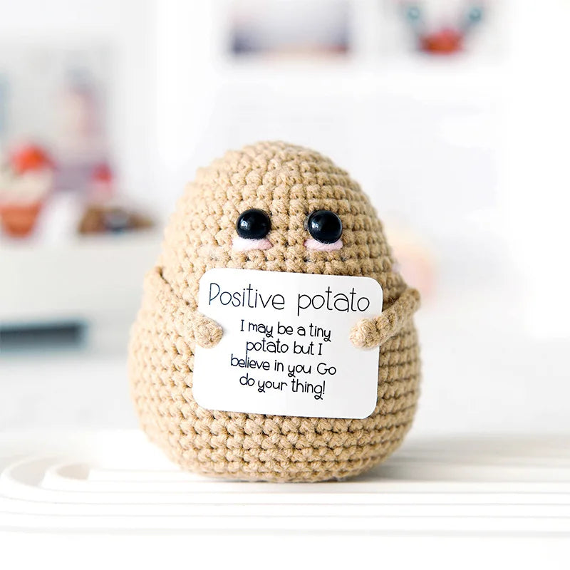 Handcrafted Positive Potato Decor - Emotional Support Crochet, Monochrome DIY Craft Kit, All-Season Quirky Potato Ornament Gift
