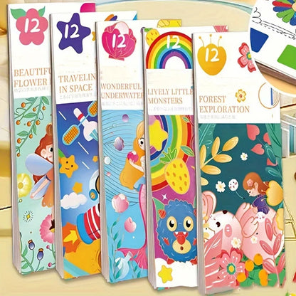 5-Pack Pocket Watercolor Coloring Book Set: Enhance Creativity and Concentration with Miniature Art Supplies