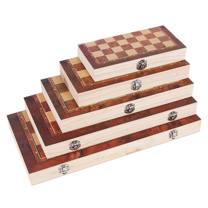 3 in 1 Chess Game Board Folding Storage Wooden Chess Board Sets Exquisite Chess Set Chess and Checkers Game Set for Adult Kids