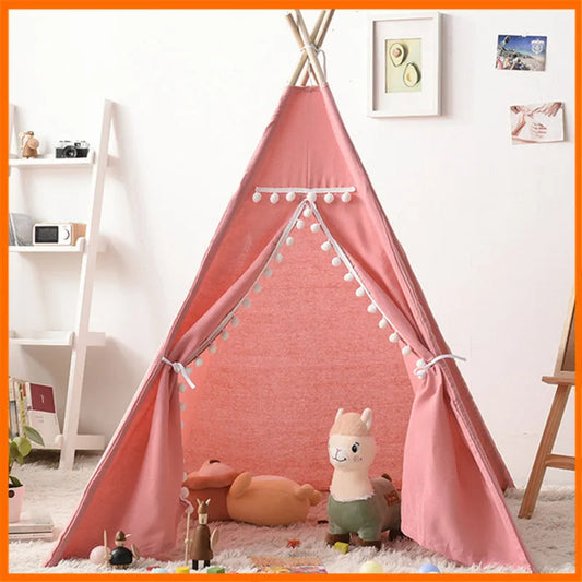 1.6m/1.3m Kid Tent Indoor Play House Wigwam for Child Portable Child Tipi Tents Teepee Toddler Ball Pit Girl Castle Play Room