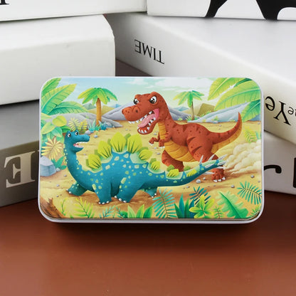 60pcs Jigsaw Cartoon Puzzle With Metal Box, Children's Early Education Animal Vehicle Puzzle, Parent-Child Interaction Game