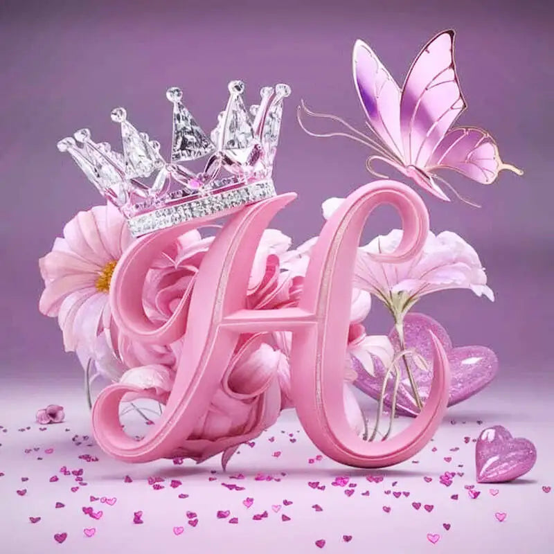 Huacan New Arrivals Diamond Painting Crown Letters  Full Drill Mosaic Butterfly Alphabet Art Wall Decor For Home Craft Kit