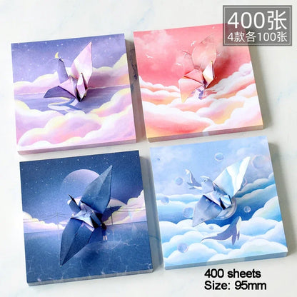 200-400Sheets Galaxy Outer Space Origami Paper Cranes Paper Decor Folded Origami Paper for Kids DIY Arts Christmas Craft Project