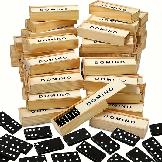 28pcs/box Mini Wooden Dominoes Set, Miniature Classic Board Games, Game Tiles, Leisure Time, for  Outdoor Camping Travel Game