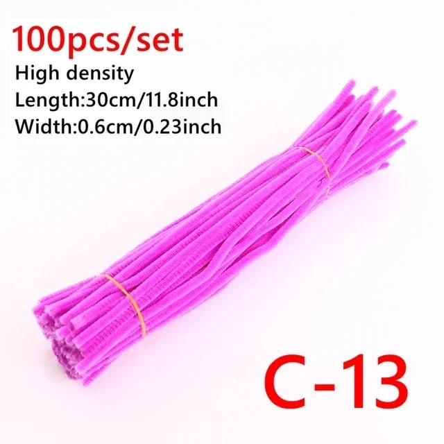 100pcs Colorful Chenille Stems Pipe Cleaners Kids Educational Toys Handmade Plush Tinsel Twist Sticks For DIY Craft Supplies
