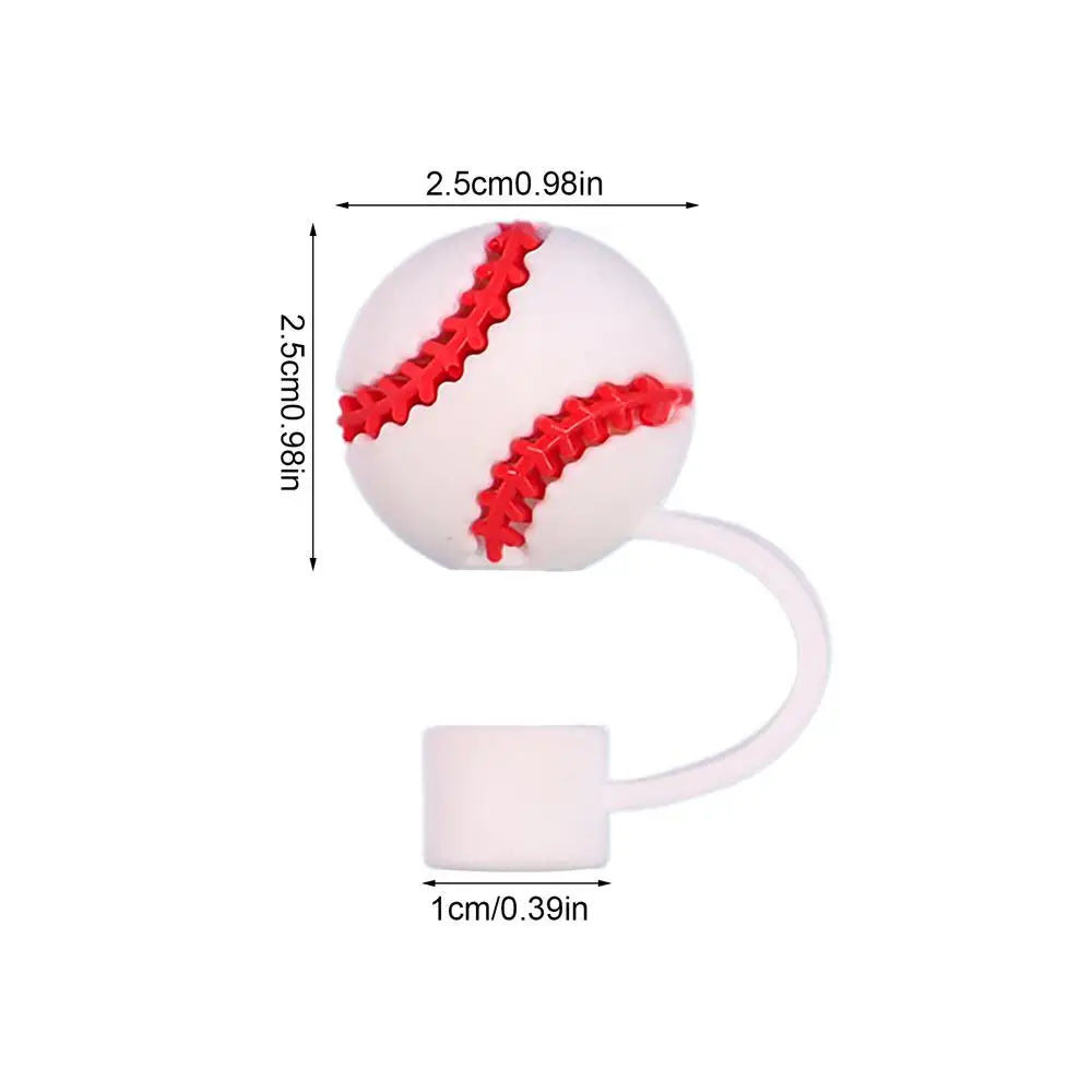 1pc Straw Topper Dust Proof Plugs Basketball Football Shape Covers Reusable Cute Soccer Ball Caps Baseball