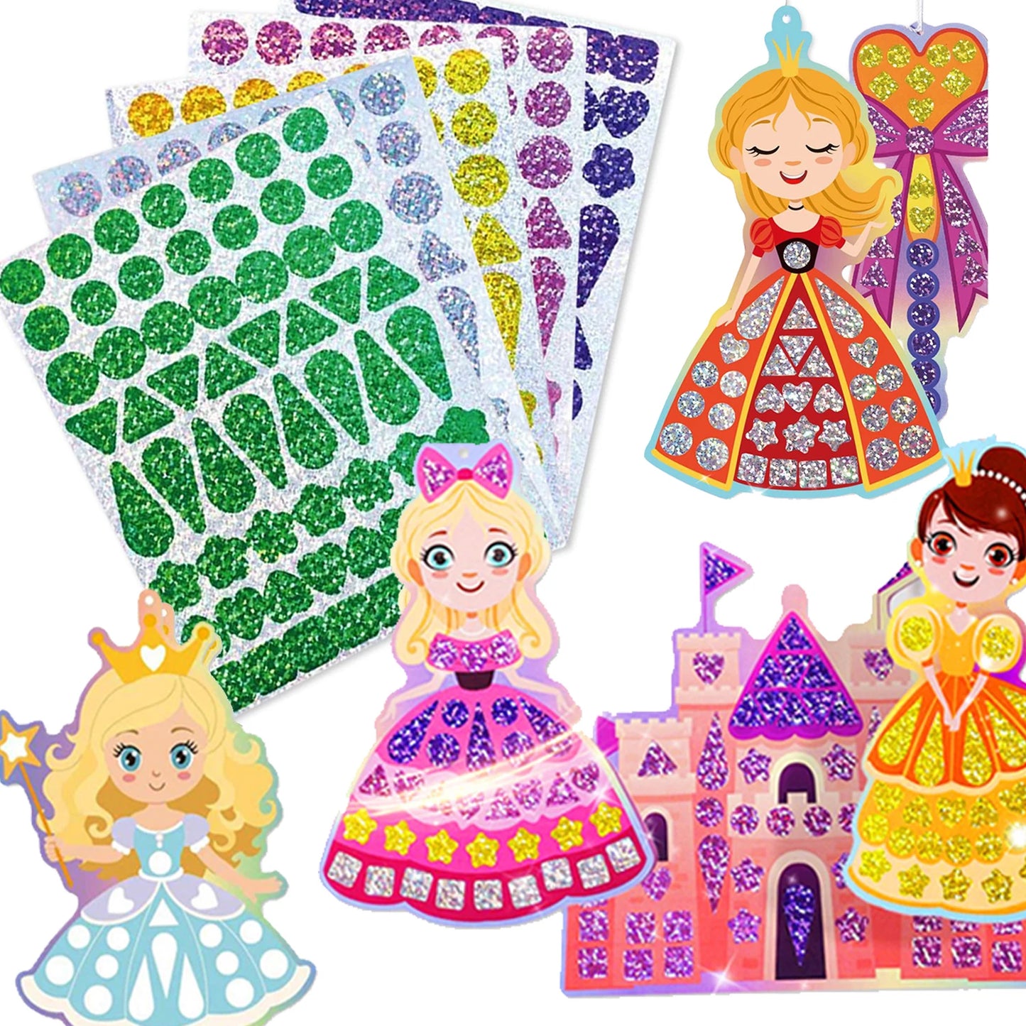 Holographic Mosaic Princess Mermaid  Art Set DIY Craft Kit Foil Stickers For Birthday Gift For Travel Gift DIY Decor