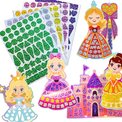 Holographic Mosaic Princess Mermaid  Art Set DIY Craft Kit Foil Stickers For Birthday Gift For Travel Gift DIY Decor