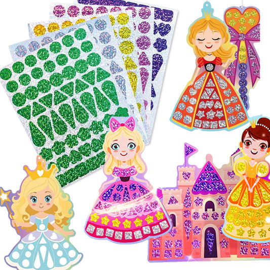 Holographic Mosaic Princess Mermaid  Art Set DIY Craft Kit Foil Stickers For Birthday Gift For Travel Gift DIY Decor