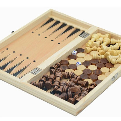 3 in 1 Chess Set Folding Storage Lightweight Chess Checkers Backgammon Sets