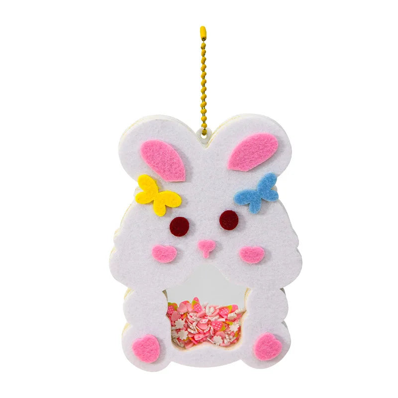 DIY Animal Shake Pendant Art Craft Kits for Kids Boys Girls Easy To Paste Non Woven Shaker with Chain Children Handmade Toys