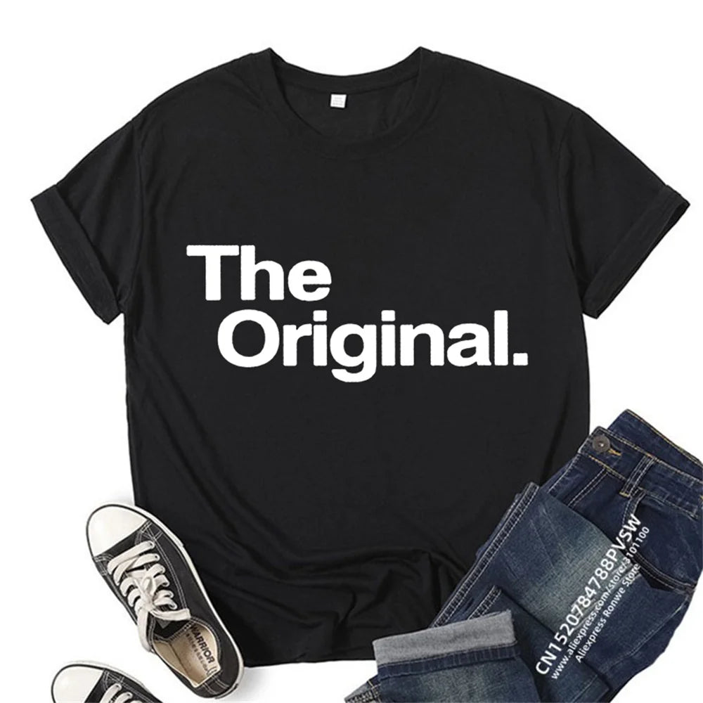 Stylish Family Matching T-shirts, Parents&Kids Casual The Original And The Remix Print Short Sleeve Breathable Family Shirts