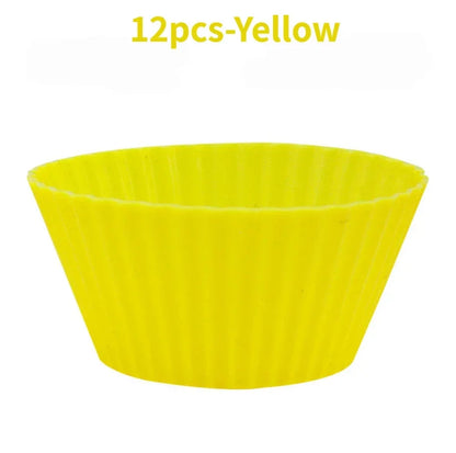 12pcs/Set Silicone Cake Mold Round Shaped Muffin Cupcake Baking Molds Kitchen Cooking Bakeware Maker DIY Cake Decorating Tools